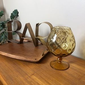 Amber Art Glass Optic Snifter